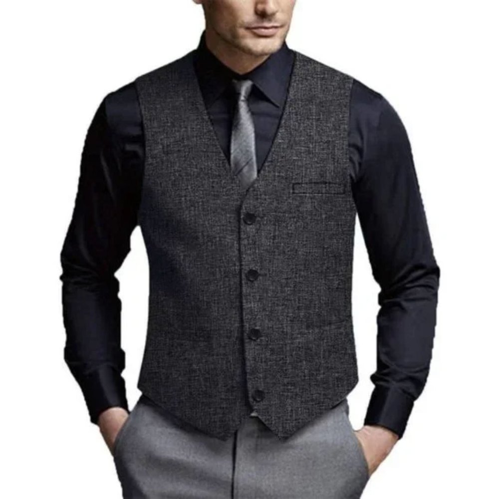 New Men's Casual Vests Lightweight Waistcoat Black